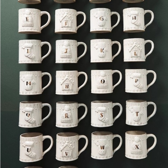 Anthropologie NWT Snowcap Reactive-Glazed Monogram Mug “P” Holiday Cozy Fall - Picture 3 of 12
